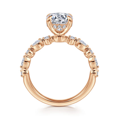 Lanna - 14K Rose Gold Round Diamond Engagement Ring