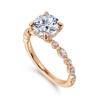 Lanna - 14K Rose Gold Round Diamond Engagement Ring