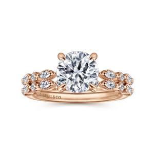 Lanna - 14K Rose Gold Round Diamond Engagement Ring