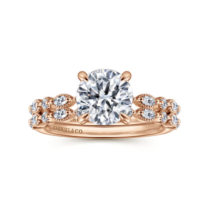 Lanna - 14K Rose Gold Round Diamond Engagement Ring