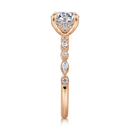 Lanna - 14K Rose Gold Round Diamond Engagement Ring