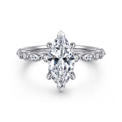 Lanna - 14K White Gold Marquise Shape Diamond Engagement Ring