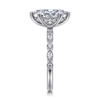 Lanna - 14K White Gold Marquise Shape Diamond Engagement Ring