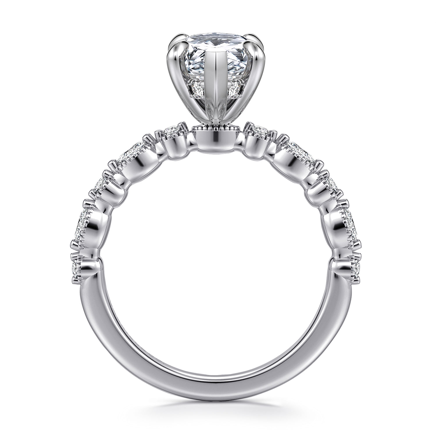 Lanna - 14K White Gold Marquise Shape Diamond Engagement Ring