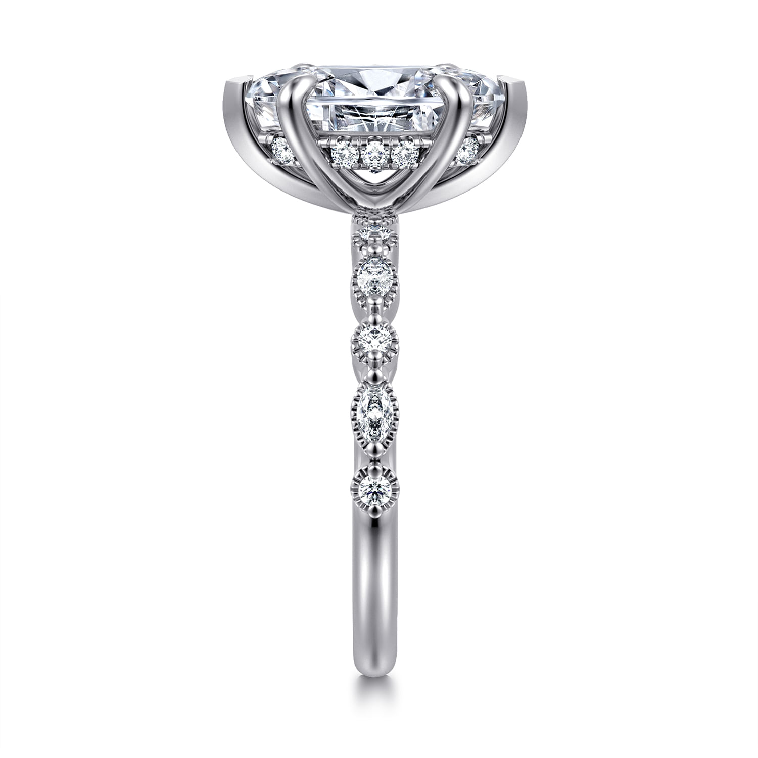 Lanna - 14K White Gold Marquise Shape Diamond Engagement Ring