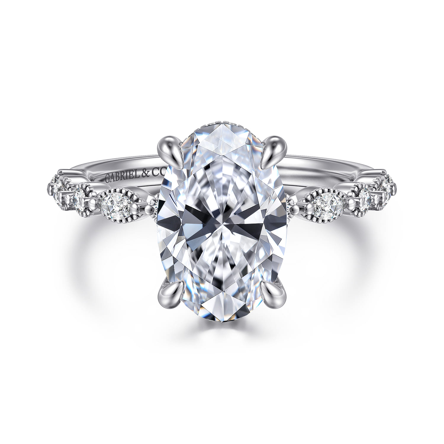 Lanna - 14K White Gold Oval Diamond Engagement Ring