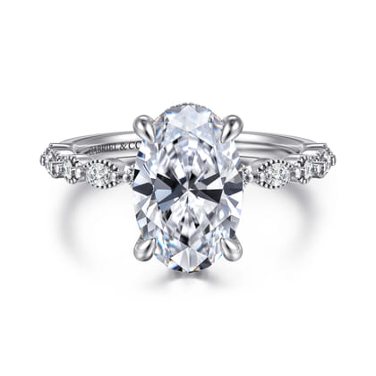 Lanna - 14K White Gold Oval Diamond Engagement Ring