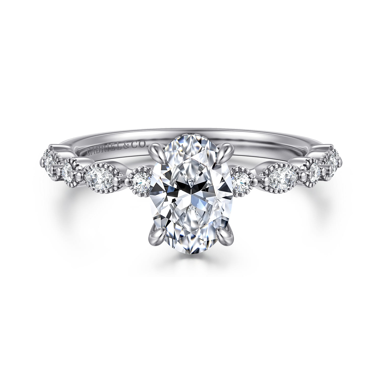 Lanna - 14K White Gold Oval Diamond Engagement Ring