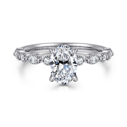 Lanna - 14K White Gold Oval Diamond Engagement Ring