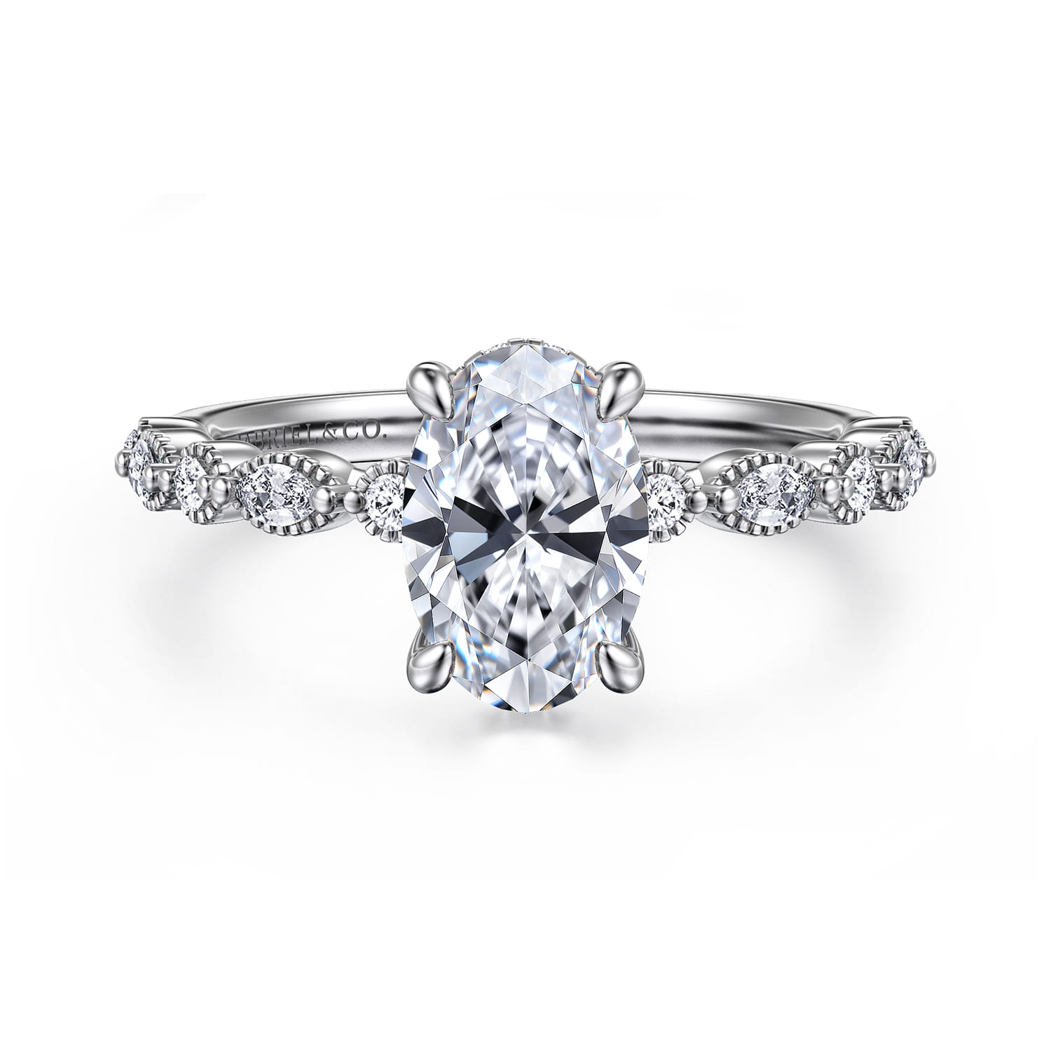 Lanna - 14K White Gold Oval Diamond Engagement Ring