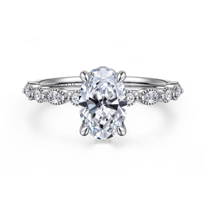 Lanna - 14K White Gold Oval Diamond Engagement Ring