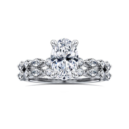 Lanna - 14K White Gold Oval Diamond Engagement Ring