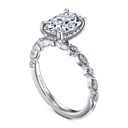 Lanna - 14K White Gold Oval Diamond Engagement Ring