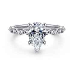 Lanna - 14K White Gold Pear Shape Diamond Engagement Ring