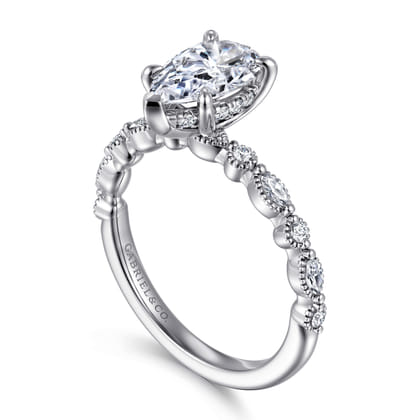 Lanna - 14K White Gold Pear Shape Diamond Engagement Ring