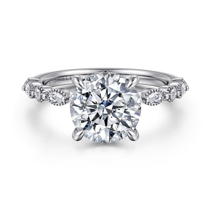Lanna - 14K White Gold Round Diamond Engagement Ring