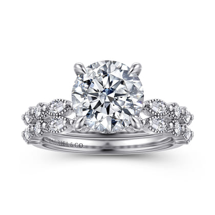 Lanna - 14K White Gold Round Diamond Engagement Ring