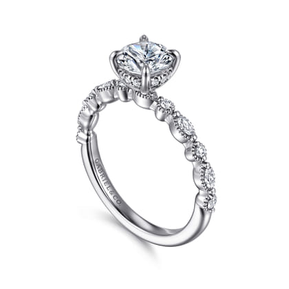 Lanna - 14K White Gold Round Diamond Engagement Ring