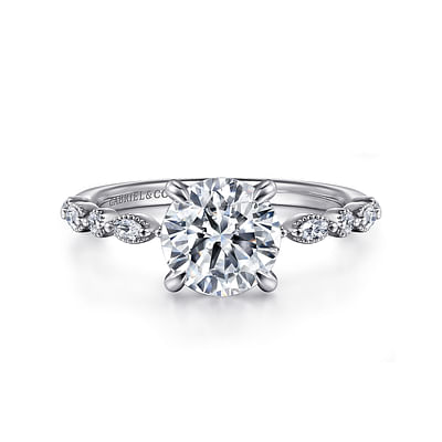 Lanna - 14K White Gold Round Diamond Engagement Ring