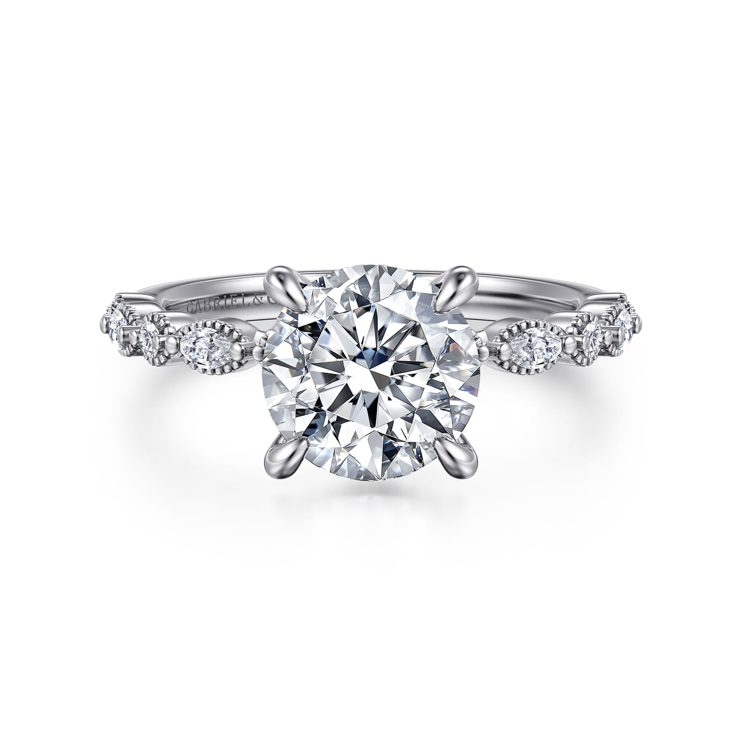 Lanna - 14K White Gold Round Diamond Engagement Ring