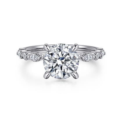 Lanna - 14K White Gold Round Diamond Engagement Ring