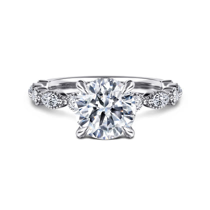 Lanna - 14K White Gold Round Diamond Engagement Ring