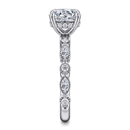 Lanna - 14K White Gold Round Diamond Engagement Ring