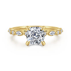 Lanna - 14K Yellow Gold Cushion Cut Diamond Engagement Ring