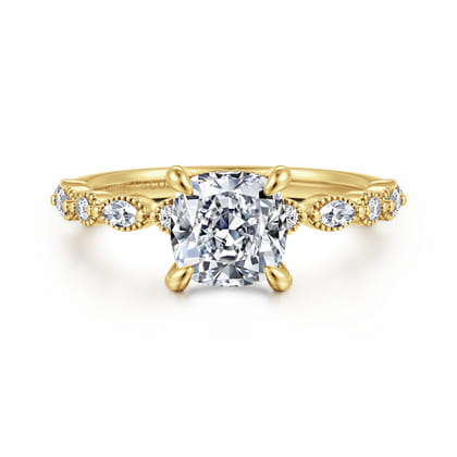 Lanna - 14K Yellow Gold Cushion Cut Diamond Engagement Ring