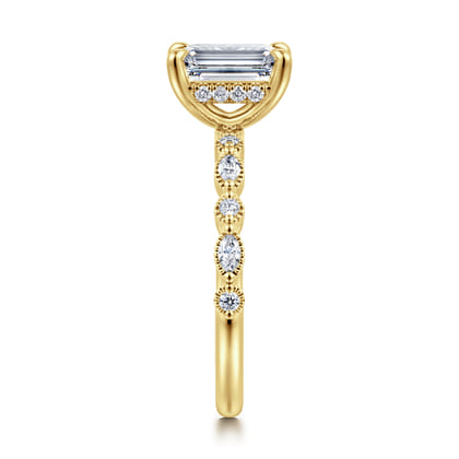 Lanna - 14K Yellow Gold Emerald Cut Diamond Engagement Ring