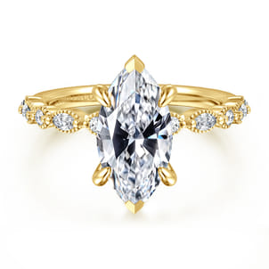 Lanna - 14K Yellow Gold Marquise Shape Diamond Engagement Ring