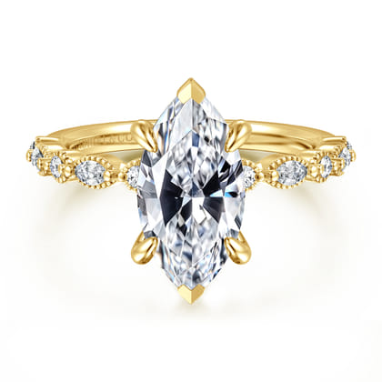 Lanna - 14K Yellow Gold Marquise Shape Diamond Engagement Ring