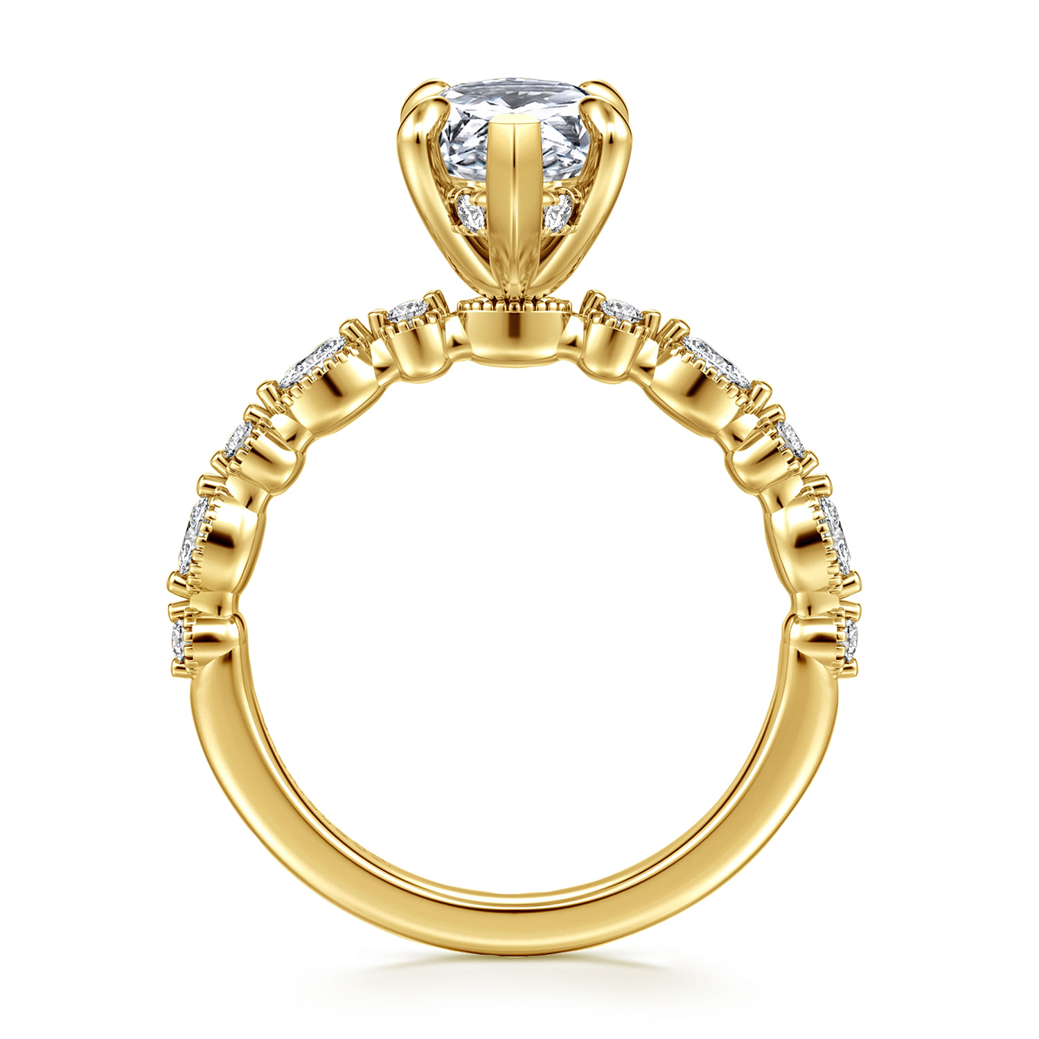 Lanna - 14K Yellow Gold Marquise Shape Diamond Engagement Ring