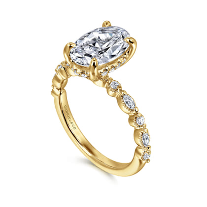 Lanna - 14K Yellow Gold Oval Diamond Engagement Ring
