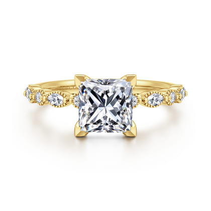 Lanna - 14K Yellow Gold Princess Cut Diamond Engagement Ring