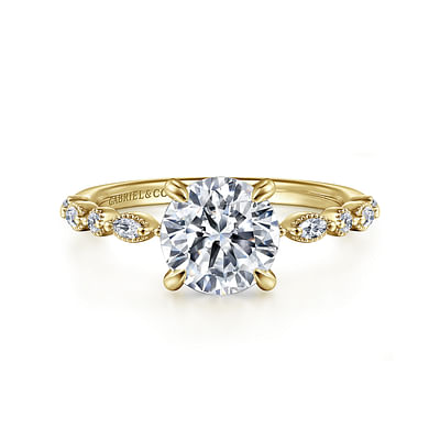 Lanna - 14K Yellow Gold Round Diamond Engagement Ring