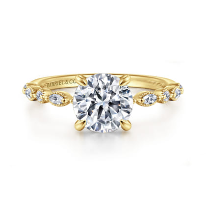 Lanna - 14K Yellow Gold Round Diamond Engagement Ring