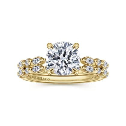 Lanna - 14K Yellow Gold Round Diamond Engagement Ring