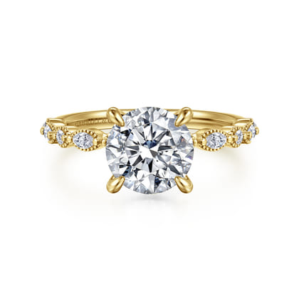Lanna - 14K Yellow Gold Round Diamond Engagement Ring