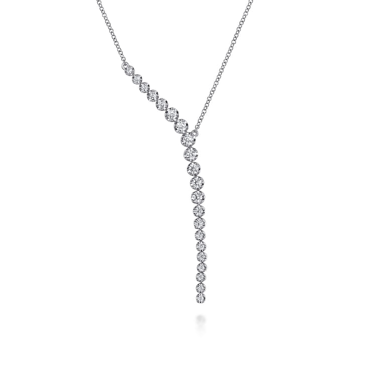 Lariat Y Necklace 14K White Gold Diamond 0.75ct - 0.75 ct - Shot 1