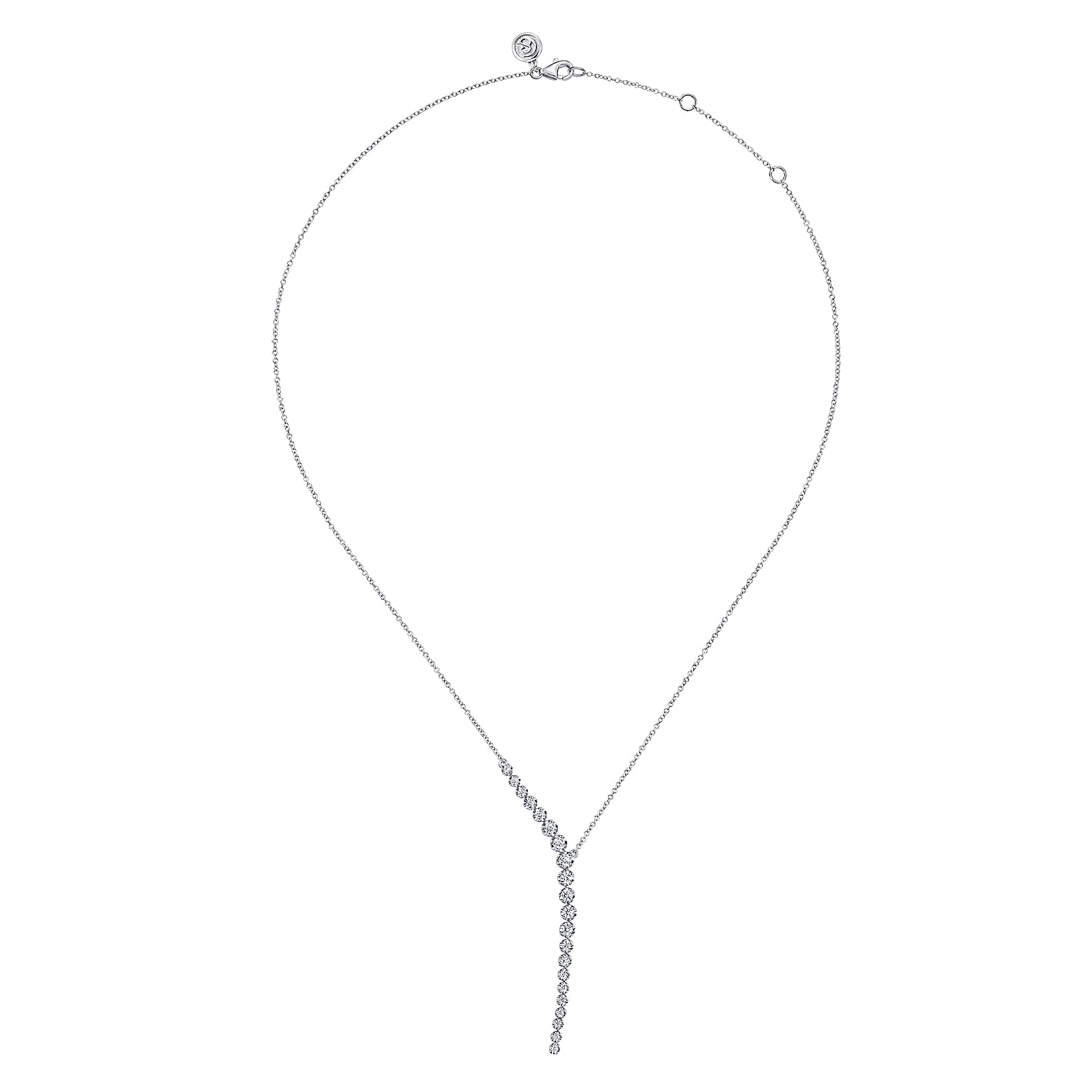 Lariat Y Necklace 14K White Gold Diamond 0.75ct