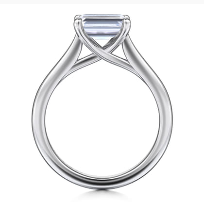 Larissa - 14K White Gold East West Emerald Solitaire Engagement Ring