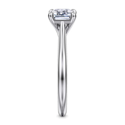 Larissa - 14K White Gold East West Emerald Solitaire Engagement Ring