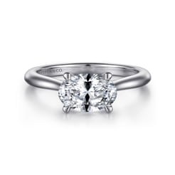 14K White Gold East West Oval Solitaire Engagement Ring