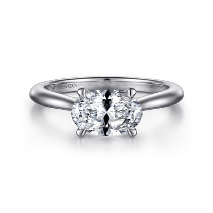 Larissa - 14K White Gold East West Oval Solitaire Engagement Ring