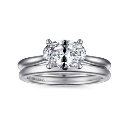 Larissa - 14K White Gold East West Oval Solitaire Engagement Ring