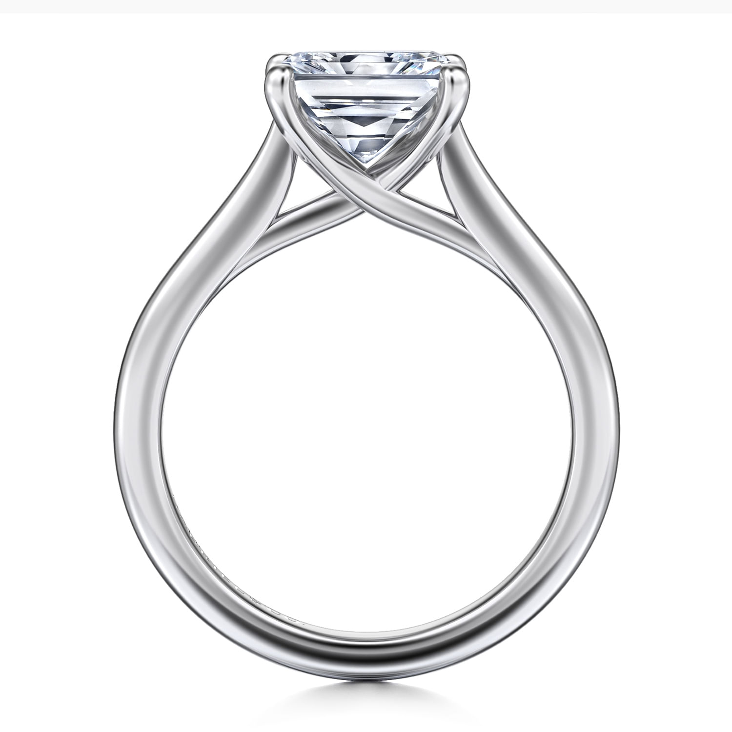 Larissa - 14K White Gold East West Rectangular Radiant Solitaire Engagement Ring