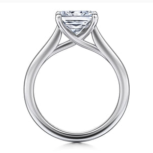 Larissa - 14K White Gold East West Rectangular Radiant Solitaire Engagement Ring