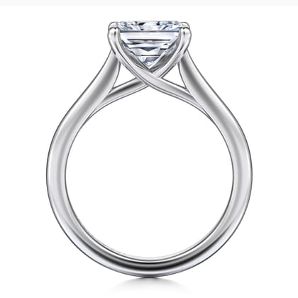 Larissa - 14K White Gold East West Rectangular Radiant Solitaire Engagement Ring