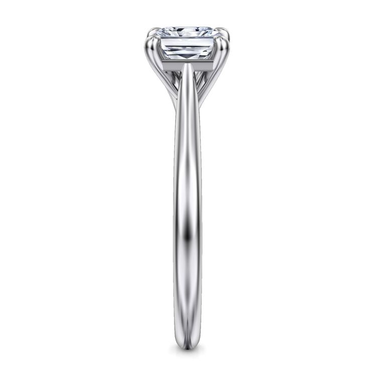 Larissa - 14K White Gold East West Rectangular Radiant Solitaire Engagement Ring